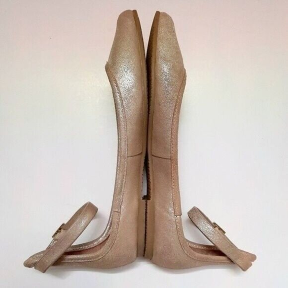 JOIE Temple Gold Metallic Pointed Toe Ankle Strap Flats Sz US 6 EUR 36 - Picture 7 of 13